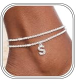 Astravia Fußkettchen für Damen, 925 Sterling Silber, Buchstaben Fussketten mit Anhänger, Silber Fußkette Verstellbar, Personalisierte Alphabet Fußkette, Sommer FußSchmuck Geschenk für Frauen