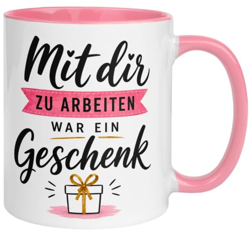 Mit dir zu arbeiten war ein Geschenk Tasse | Abschiedsgeschenk Kollegin | Von Hand bedruckt im Familienbetrieb aus Deutschland
