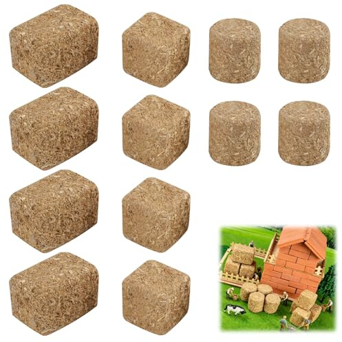 12Pcs Mini Hay Bales Haystack Decoration for Dollhouse Scene Toy | Small Fake Straw Bales Miniature Haystack Decor Fall Village Tiny Haystack for DIY Craft Farm Model Table Toy
