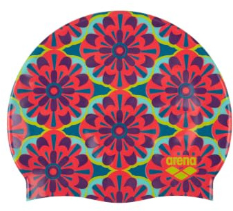 Arena Print 2 Badekappe, Unisex, Silikon, für intensives Training, bequem, rutschfest, Einheitsgröße, Blumenmuster Arena