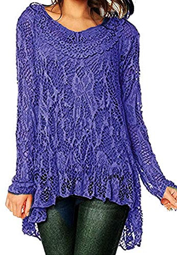 R33 Celebmodelook ® New Womens Ladies Dip Hem Crochet Mesh Tunic Plus Size Dress Vest TwinTop Navy