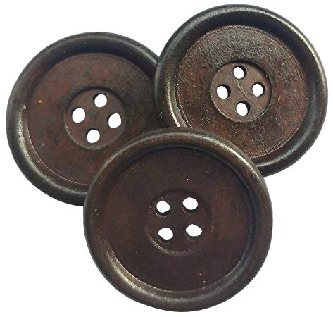 Chenkou Craft 20pcs Big Size 40mm 1 1/2 Round Wood Buttons 4 Holes Craft Sewing Button (Coffee)