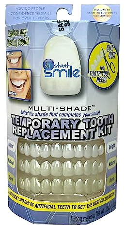 Instant Smile Multishade Temporary Tooth Repair Kit, Missing Tooth Replacement Kit, Bright Natural and Dark Shades, Patented Tooth Repair, 30 False Teeth