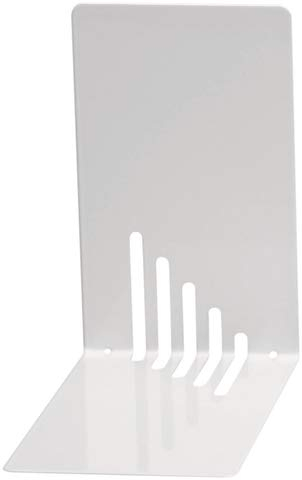 MAUL Buchstütze, Metall, schmal, 85 x 140 x 140 mm, 0,8 mm, weiß (2 Stück), Sie erhalten 1 Packung á 2 Stück