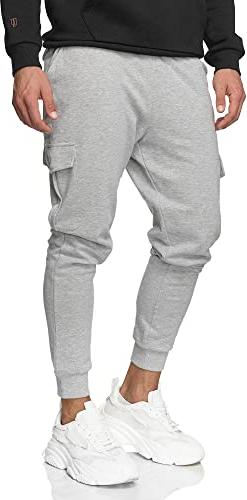 Indicode Herren Bendner Cargo Jogginghose | Trainingshose Jogger Freizeithose für Männer Grey Mix, S