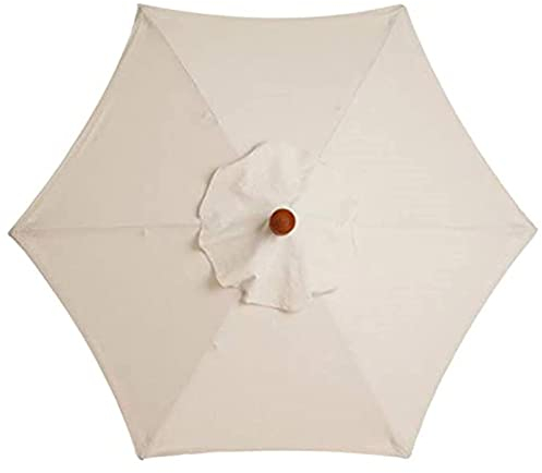 HULG Sonnenschirm Ersatzbezug 2m/2.7m/3m,Ersatz-Sonnenschirm-Überdachung Mit 6 Rippen, 2m/2.7m/3mMarkttisch-Regenschirm,UV-Schutz, Ersatzstoff (2M/6.56FT,off white)