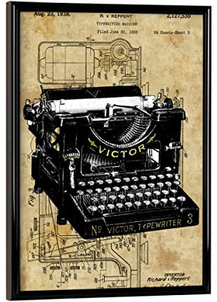 artboxONE Poster mit schwarzem Rahmen 18x13 cm Typografie Steampunk Schreibmaschine - Bild Schreibmaschine