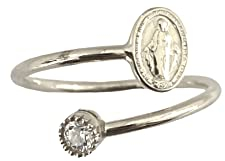 Ringe Silberschmuck, Ring der Wundertätigen Jungfrau aus Sterlingsilber und Zirkonia