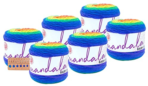 Lion Brand Yarn - Mandala Baby - 6er-Pack mit Musterkarten (Regenbogenfälle)