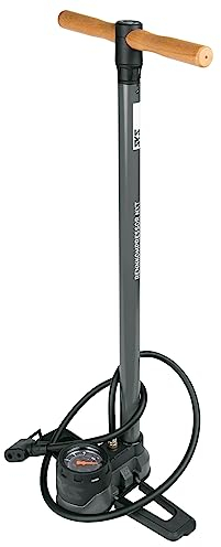 SKS GERMANY RENNKOMPRESSOR NXT Pompe à pied (pompe à air pour tous les types de vannes, manomètre de précision, tube métallique, base en métal, poignée en bois, pression max.: 16 bar/232 psi)
