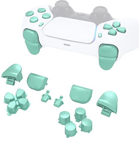 eXtremeRate Replacement D-pad R1 L1 R2 L2 Triggers Share Options Face Buttons for ps5 Controller BDM-010/020, Custom Full Set Buttons Repair Kits with Tools for ps5 Controller - Metallic Vista Green
