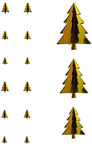 Oblique Unique® 3D Tannenbaum Girlande Deckenhänger Baum Banner Weihnachtsbaum Deko für Weihnachten Winter Advent Party (3D Baum - Gold)