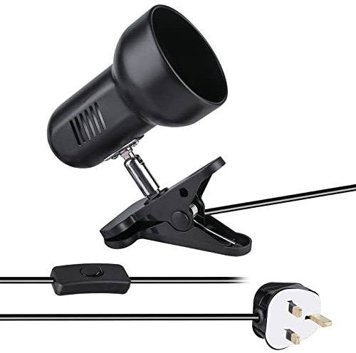 Clip on Reading Light - 360 ° Rotating Clip Book Light Portable Reading lamp, Clip on Light E27 Bulb Holder, Clip on Lamp Desk Lamp for Clip in The Desk, Double Bed, Table, Cabinet Lighting
