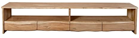 SAM Lowboard Dahlia III, Akazienholz massiv & naturfarben, TV-Schrank mit 4 Schubladen & offenem Fach, TV-Board mit echter Baumkante, 230 x 45 x 50 cm