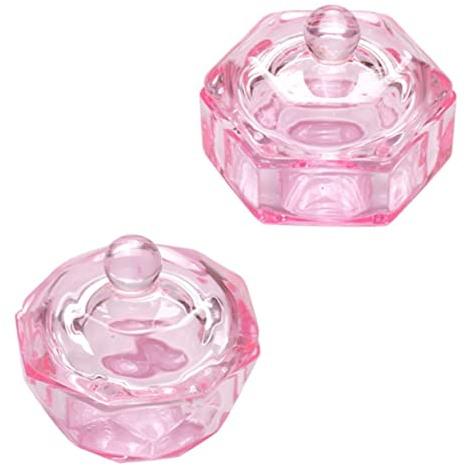 Beatifufu 2 Piezas copa de cristal para uñas taza de lavado de cepillo de pluma contenedor de cristal de uñas recipientes de vidrio para líquidos vasos de vidrio paquete Polvera