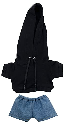 niannyyhouse 10 cm Plüschpuppe, einfarbig, Hoodie, Jeans, Verkleidung, Puppenzubehör (schwarz)