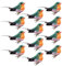 Jasmeko Künstlicher Rotkehlchen-Vogel zum Anklemmen – roter Kardinal, Weihnachtsbaum-Dekoration, Vogel-Bastelsets für Baum, Haus, Garten, Party-Dekorationen im Freien (A2-12Pcs-Robin)
