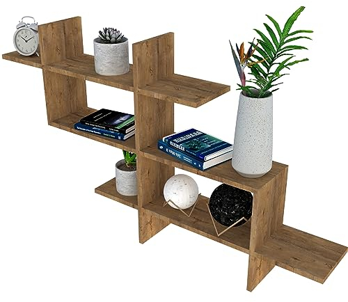 KUBUTKU Hängeregal Wandregal 125x66x21 cm Schweberegal Mordern Design Deko Regal für Wohnzimmer Schlafzimmer Büro und Küche (Lancelot Eiche)