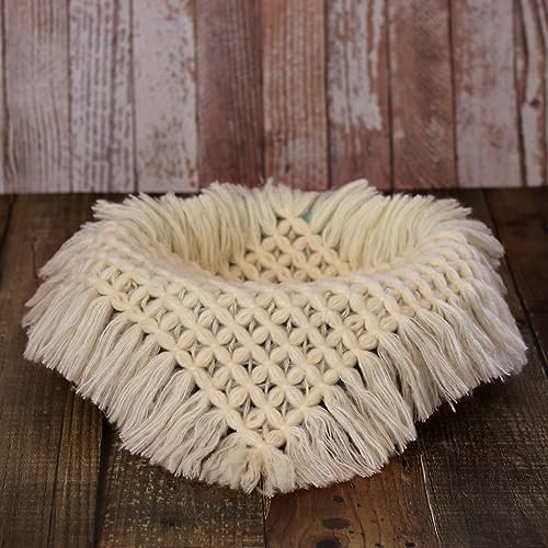 Coberllus Foto-Requisiten für Neugeborene, handgefertigt, gestrickt, Drehung, Posierhilfe, Hintergründe für Jungen und Mädchen, Fotografie-Shooting (Hellbeige)