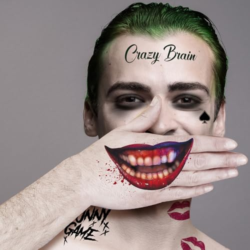 NET TOYS Temporäre Klebe-Tattoos Joker - Bunt 30x14cm - Angesagte Party-Schminke Clown Fake Tattoo für Gesicht - Tattoo-Aufkleber Schurke für Fasching & Karneval