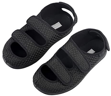 Verbandschuh Sandale Reha-Sandale Klettschuhe Senioren Sandale Diabetiker Schuhe Extra Breite Füße Schuhe mit Klettverschluss Orthopädische Hausschuhe Offener Zeh Pantoffeln für Fußschwellung