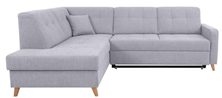 BLACK RED WHITE® Ecksofa mit Schlaffunktion Lars| Wohnlandschaft | Couchgarnitur | im Skandinavisch Stil | 232x187 | Schlafsofa für Wohnzimmer, Esszimmer