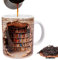 3D-Bücherregal-Tasse, Buch-Keramik-Kaffeetasse, Bibliothek Bücherregal Reisebecher,Teebecher Milchbecher Porzellan Knochenbecher Buchliebhaber Becher