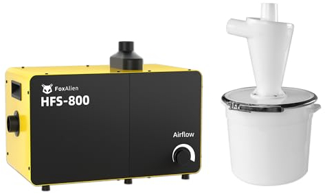 FoxAlien 800W Desktop Dust Collector HFS-800 with Dust Seperator for CNC Cutting Woodworking, Air Filtration System with HEPA and Carbon Filter, Air Flow Adjustable