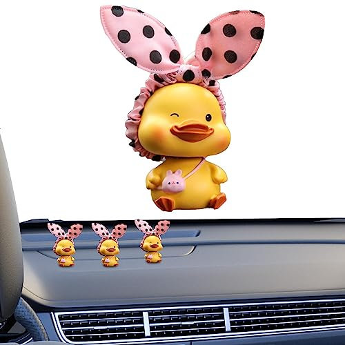 Poupangke Armaturenbrett Ente Figur | Schüttelkopf Ente Ornament - Auto Armaturenbrett Wackelkopf Hund Dekoration für Schlafzimmer Auto Armaturenbrett Schreibtisch Dekoration