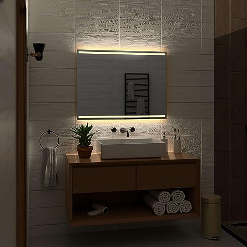 Alasta Denver Badezimmer Spiegel mit Beleuchtung 190x90 cm WarmWeiß LED Badspiegel Wandspiegel Badezimmerspiegel mit Beleuchtung Spiegel mit Licht Rechteckspiegel