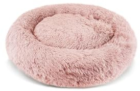 PATAM Hundebett aus Plüsch für Hunde und Katzen, Abnehmbarer Bezug, rutschfest, maschinenwaschbar – Alaska Rosa, Small 51 cm
