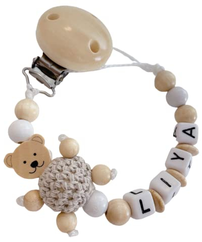 personaliertesgeschenk mit Namen für Mädchen oder Junge Baby Geschenk personalisiert zur Geburt & Taufe Teddy Bär Blau Rosa Grau (Sand)