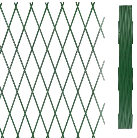 IlGruppone Traliccio Grigliato Estensibile in PVC Sostegno Muro Fiori Piante Rampicanti Terrazzi Balcone Giardino Reticolato Fioriera Parete Verticale - Verde - 1x3 Mt