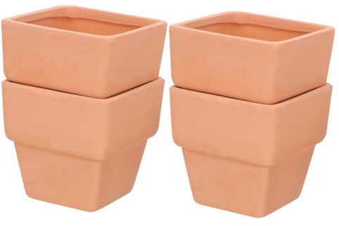 SUPVOX 4pièces Pot De Fleurs Carré Terre Cuite Rouge Planteur pour Succulentes Et Décoration De Bureau avec Drainage