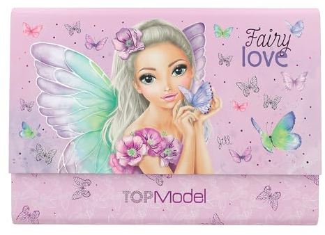 Depesche 12974 TOPModel Fairy Love - Briefpapier Set in lila Fächermappe, mit Model Motiv und Schmetterlingen, inkl. 24 Briefblättern in 3 Designs und 18 Umschlägen