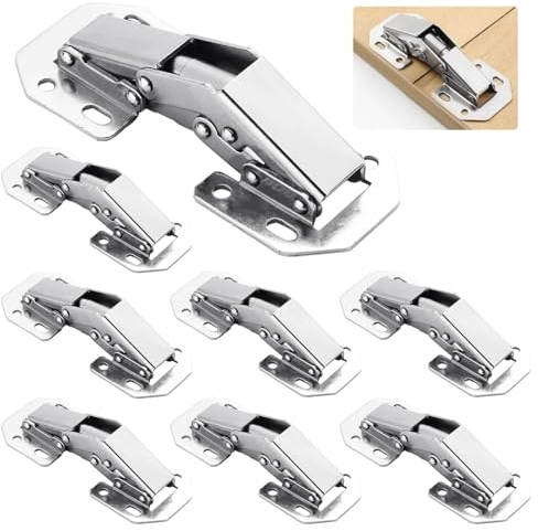 8 Stück Aufschraubscharnier Softclose 105 X 43 mm öffnungswinkel Möbelscharniere 90 Grad mit Schraube, Aufschraubscharnier Innenanschlag Ohne Topfbohrungen, für Möbelschranktüren, Küchenschränke