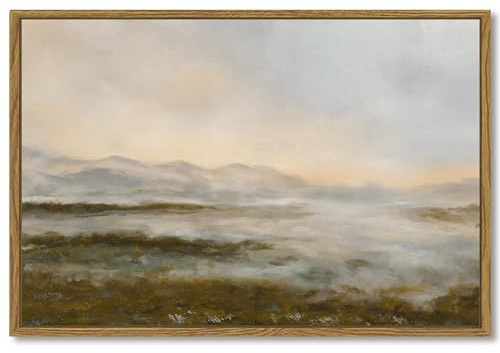 SHENIFY Leinwandbild, gerahmt, Querformat, 61 x 91,4 cm, groß, Vintage-Stil, Abenddämmerung im Wald, klassische Farben, Bauernhaus, Badezimmer, Büro, Dekoration, Naturgerahmt