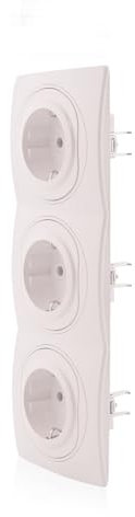 Nobilis Lot de 3 prises Schuko blanches Ø 60 mm 16 A/230 V et 3 cadres ABS Montage mural vertical 80 x 222 mm