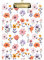 Medizinisches Klemmbrett Vintage Pfirsichorange und lila Blumen A4 Papierbogen quadratisches Klemmbrett für das erste Jahr Lehrer Must Haves 30,5 x 22,9 cm mit Metallclip