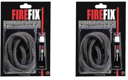 FireFix 2047 Keramikkordel als Rundkordel, Durchmesser ø 14 mm (grau) 2 m lang, inkl. hitzebeständigem Kleber (Packung mit 2)