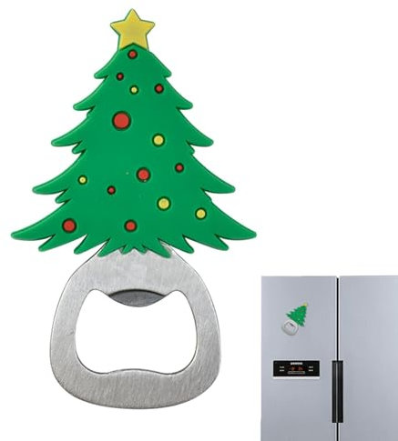 Apriscatole natalizio, in acciaio inox, manuale, con design a forma di alce, multifunzione, in acciaio inox, apribottiglie con magnete forte