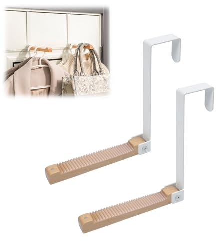 2 Stück Türhaken Klapphaken Türhänger Ohne Bohren Türgarderobe Zu Einhängen Türhaken Zum Einhängen Kleiderhaken Tür Türhaken Innenseite Platzsparend Universell Handtuchhalter Garderobenhake (Weiß)