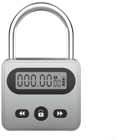 ARMYJY Verrou à minuteur en métal, heure électronique avec écran LCD, synchronisation de 999 heures, verrouillage USB rechargeable pour cadenas minuté (gris)