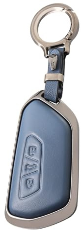 OFFCURVE Schlüsselhülle Leder Zinklegierung für VW Golf 8 Seat Leon Skoda | Autoschlüssel hülle leder für VW 3-Tasten Smartkey. Kompatibel mit VW Golf 8 ID.3 ID.4 Seat Leon MK4 Skoda Octavia Cupra Born