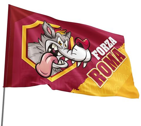 BANDIERA FORZA ROMA - bandiera da stadio stampa Forza Roma con asola laterale. formato 90X140 CM.