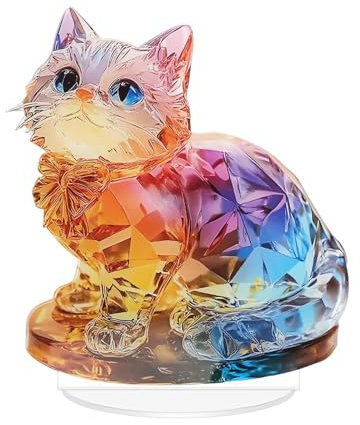 Décoration de Bureau 2D en Forme de Chat,Décoration de Bureau en Acrylique,Figurines de Chat Panneau décoratif en Acrylique,Convient pour Le Salon,la Chambre,Le Bureau,l'ameublement de la Maison