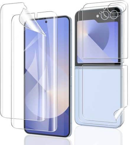 Euukzzea Protection D'écran pour Samsung Galaxy Z Flip 6, 2 Pièces TPU Film Hydrogel Transparent HD Souple en TPU Film et 2 Pièces Protecteur Arrière, Protection Écran Flexible