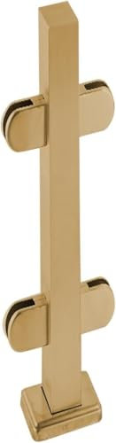 DECAKE Poteaux de clôture en Verre, Poteau de clôture en Verre doré pour Plaque de Verre/Bois, Poteau de Garde-Corps en Verre carré autoportant en Acier Inoxydable, Poteau de Balustrade