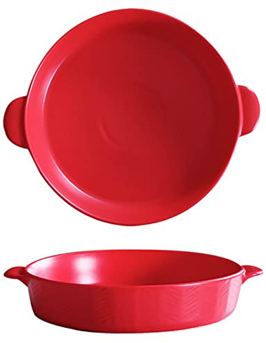 JYBNBBE 2 x 1000 ml Suppenschüssel mit Doppelverschluss, Griff, französische Zwiebelsuppe, Schüssel, Porzellan-Auflaufförmchen, Beilagen,Red
