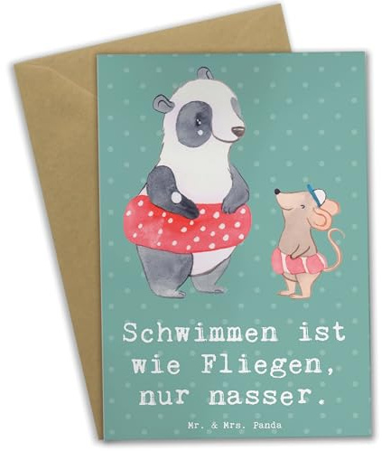 Mr. & Mrs. Panda neujahrskarte Schwimmen wie Fliegen - Geschenk, Sport, Schmetterlingsschwimmen, Freiheit, einladungskarten, Schwimmtraining, Sportart, hochzeitskarten, Teamsport, Sportler Geschenke